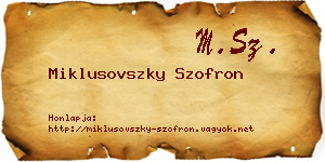 Miklusovszky Szofron névjegykártya